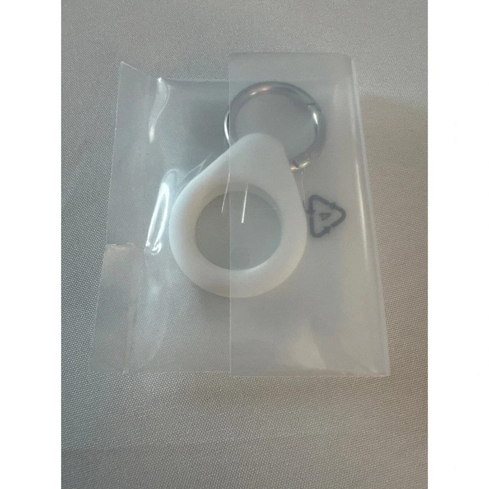 Insignia Key Ring Case for Apple AirTag White Silicone Holder NS-ATC1WH New